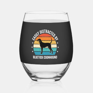 Bluetick Coonhound Retro Sonnenuntergang Hund Weinglas Ohne Stiel