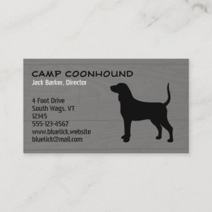 Bluetick Coonhound Silhouette im Holzstil Visitenkarte