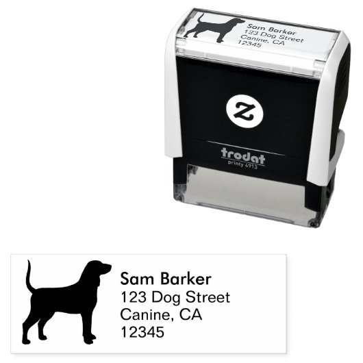 Bluetick Coonhound Silhouette Rücksendeadresse Permastempel (Beispiel)