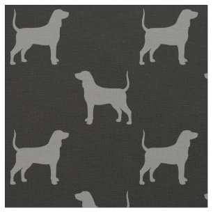 Bluetick Coonhound Silhouetten Grau und Schwarz Stoff