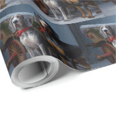 Bluetick Coonhound Snowy Sleigh Weihnachtsdekor Geschenkpapier (Rolleneckpunkt)