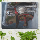 Bluetick Coonhound Snowy Sleigh Weihnachtsdekor Geschirrtuch (Gefaltet)