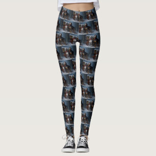 Bluetick Coonhound Snowy Sleigh Weihnachtsdekor Leggings