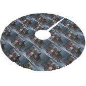 Bluetick Coonhound Snowy Sleigh Weihnachtsdekor Polyester Weihnachtsbaumdecke (Schrägansicht)