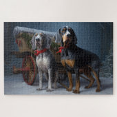 Bluetick Coonhound Snowy Sleigh Weihnachtsdekor Puzzle (Horizontal)