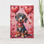 Bluetick Coonhound Valentinstag Hund sitzend Karte (Vorderseite)