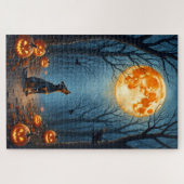 Bluetick Coonhound Verzauberter Wald Halloween Kun Puzzle (Horizontal)