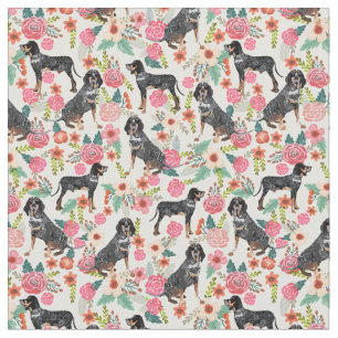 Bluetick Coonhound Vintage Blumencreme Stoff