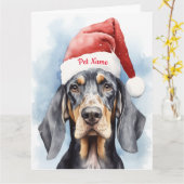 Bluetick Coonhound Weihnachten Personalisiert Karte (Gelbe Blume)