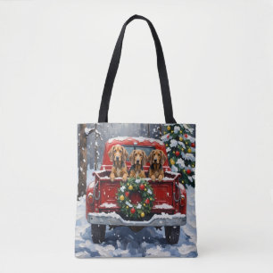 Bluetick Coonhound Weihnachten Rotes Lastwagen Fer Tasche