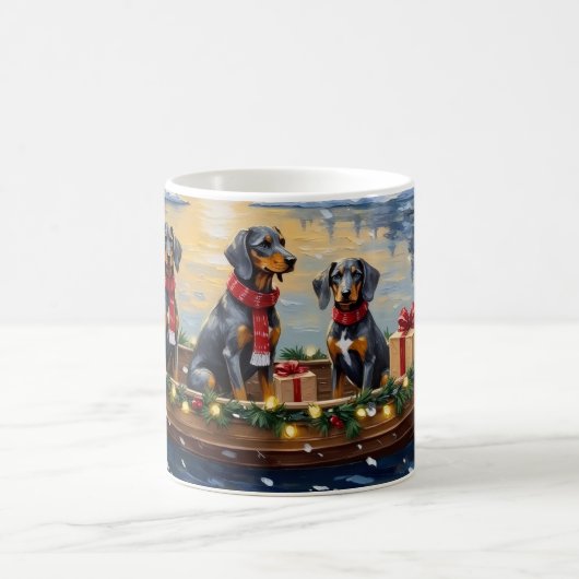 Bluetick Coonhound Weihnachtsboot Feiertag Kaffeetasse (Mittel)