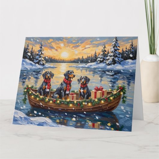 Bluetick Coonhound Weihnachtsboot Feiertag Karte (Vorderseite)