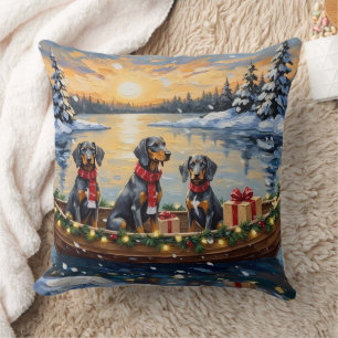 Bluetick Coonhound Weihnachtsboot Feiertag Kissen