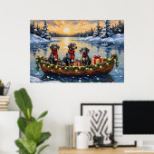 Bluetick Coonhound Weihnachtsboot Feiertag Poster (Heimbüro)