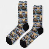 Bluetick Coonhound Weihnachtsboot Urlaub Socken (Linkes Detail)