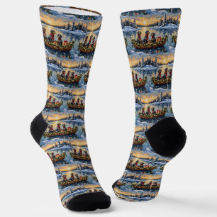 Bluetick Coonhound Weihnachtsboot Urlaub Socken