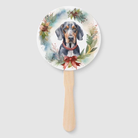 Bluetick Coonhound Weihnachtsfeier Festliche Jungf Fächer (Vorderseite)