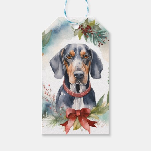 Bluetick Coonhound Weihnachtsfeier Festliche Jungf Geschenkanhänger (Vorderseite)