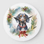 Bluetick Coonhound Weihnachtsfeier Festliche Jungf Große Wanduhr (Vorderseite)