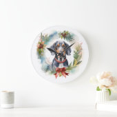 Bluetick Coonhound Weihnachtsfeier Festliche Jungf Große Wanduhr (Zuhause)