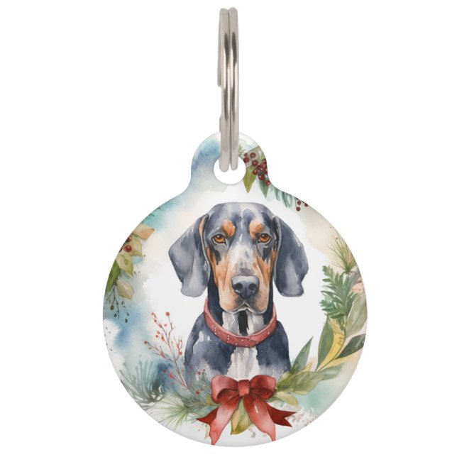 Bluetick Coonhound Weihnachtsfeier Festliche Jungf Haustiermarke (Vorderseite)