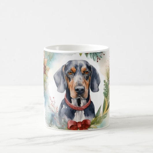 Bluetick Coonhound Weihnachtsfeier Festliche Jungf Kaffeetasse (Mittel)