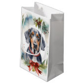 Bluetick Coonhound Weihnachtsfeier Festliche Jungf Kleine Geschenktüte (Rückseite Schrägansicht)