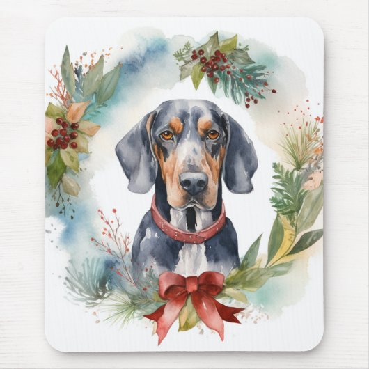 Bluetick Coonhound Weihnachtsfeier Festliche Jungf Mousepad (Vorne)