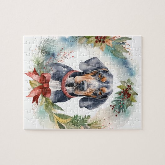 Bluetick Coonhound Weihnachtsfeier Festliche Jungf Puzzle (Horizontal)
