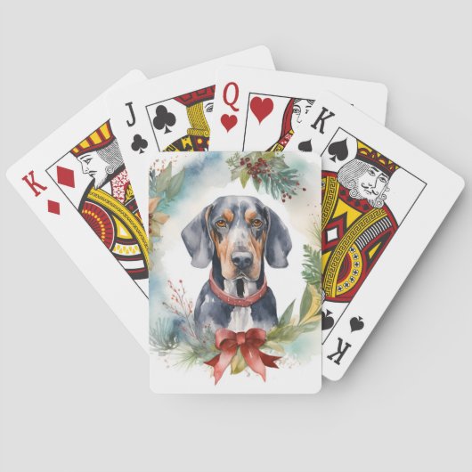 Bluetick Coonhound Weihnachtsfeier Festliche Jungf Spielkarten (Rückseite)