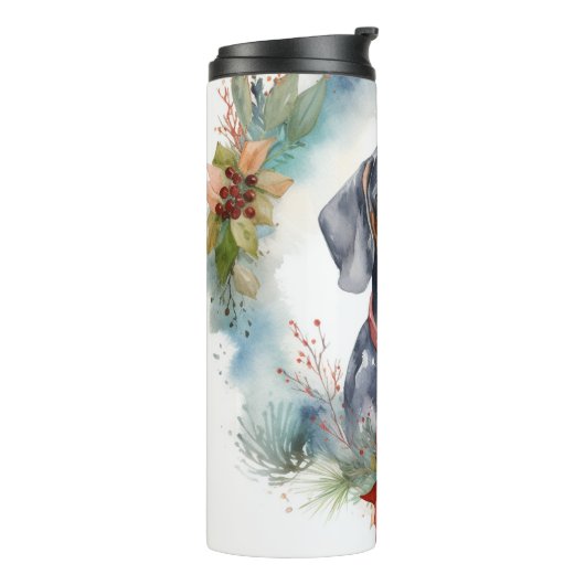 Bluetick Coonhound Weihnachtsfeier Festliche Jungf Thermosbecher (Nach links gedreht)