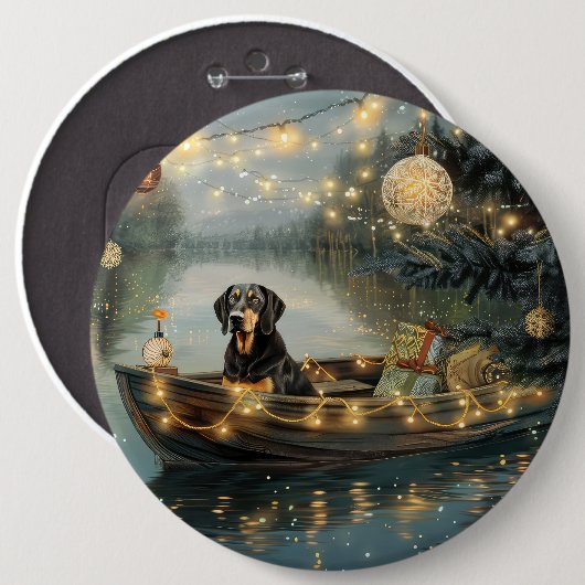 Bluetick Coonhound Weihnachtsfeiertage Button (Vorne & Hinten)