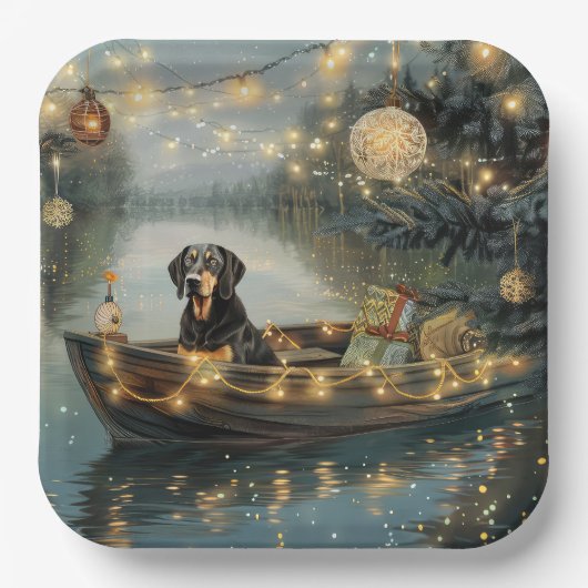 Bluetick Coonhound Weihnachtsfeiertage Pappteller (Vorderseite)