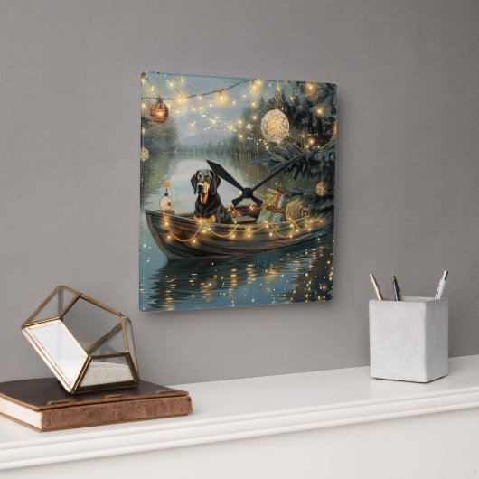 Bluetick Coonhound Weihnachtsfeiertage Quadratische Wanduhr (Büro)