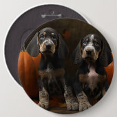 Bluetick Coonhound Welpe Herbst Delight Pumpen Button (Vorne & Hinten)
