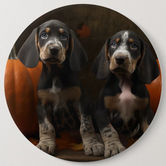 Bluetick Coonhound Welpe Herbst Delight Pumpen Button (Vorderseite)