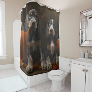 Bluetick Coonhound Welpe Herbst Delight Pumpen Duschvorhang