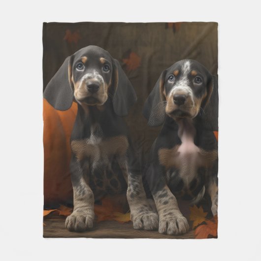 Bluetick Coonhound Welpe Herbst Delight Pumpen Fleecedecke (Vorderseite)