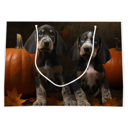 Bluetick Coonhound Welpe Herbst Delight Pumpen Große Geschenktüte (Vorderseite)