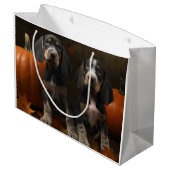 Bluetick Coonhound Welpe Herbst Delight Pumpen Große Geschenktüte (Rückseite Schrägansicht)
