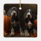 Bluetick Coonhound Welpe Herbst Delight Pumpen Keramikornament (Rückseite)