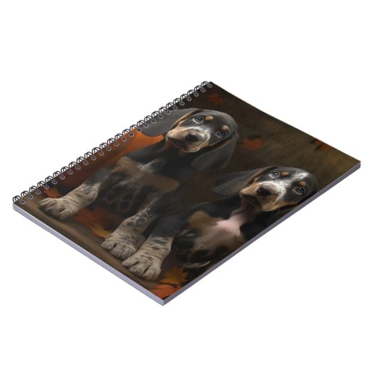 Bluetick Coonhound Welpe Herbst Delight Pumpen Notizblock (Linke Seite)