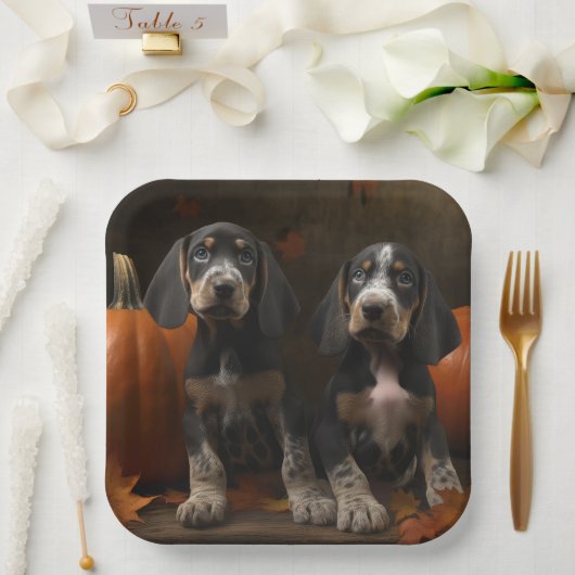 Bluetick Coonhound Welpe Herbst Delight Pumpen Pappteller (Hochzeit)