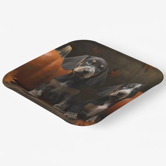 Bluetick Coonhound Welpe Herbst Delight Pumpen Pappteller (Gewinkelt)