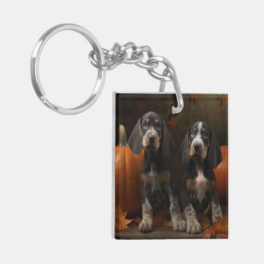 Bluetick Coonhound Welpe Herbst Delight Pumpen Schlüsselanhänger (Vorderseite links)