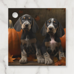 Bluetick Coonhound-Welpe Herbstfreude Kürbis Geschenkanhänger