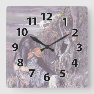 Bluetick Coonhound-Welpen-Träumer-Uhr Quadratische Wanduhr