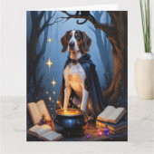 Bluetick Coonhound Whimsical Halloween Malerei Karte (Vorderseite)
