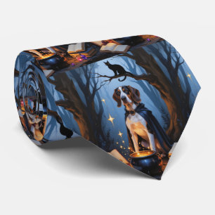 Bluetick Coonhound Whimsical Halloween Malerei Krawatte