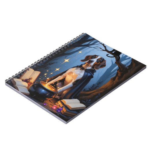 Bluetick Coonhound Whimsical Halloween Malerei Notizblock (Linke Seite)